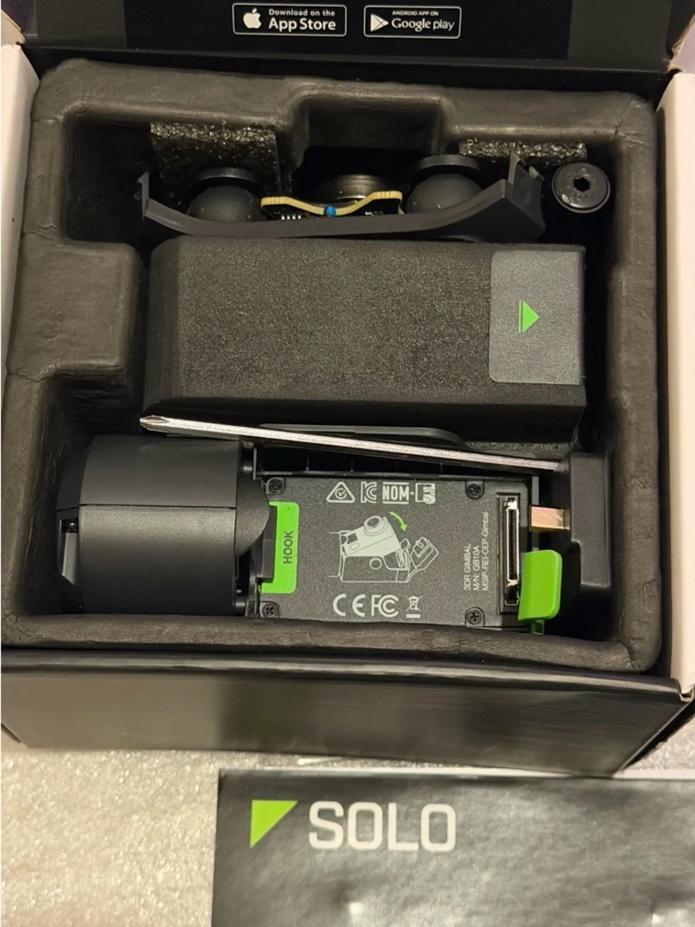 solo The smart Drone Go Pro 3-Axis Gimbal Mount in Black with Green Accent